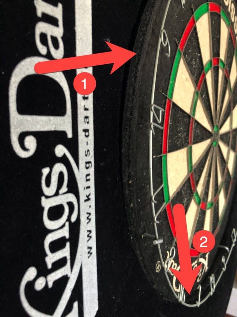 Bull's Mobile Dartstand Surround-Ring Vorderansicht – kleiner Abstand oben zwischen Surround und Dartscheibe sichtbar