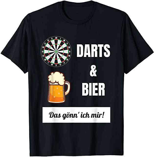 Darts T-Shirt mit Spruch Darts und Bier das gönn ich mir – Geschenk für Dartspieler