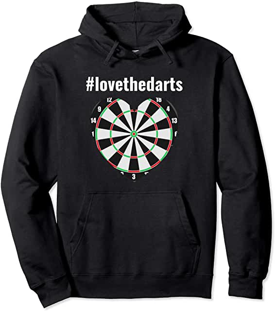 Darts Hoodie mit Hashtag Love the Darts – stylischer Kapuzenpullover für Darts-Liebhaber