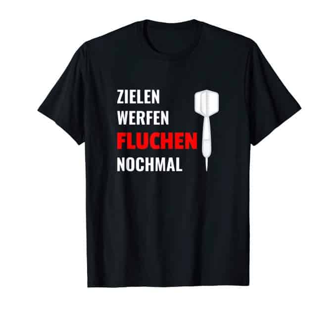 Darts T-Shirt mit Spruch Zielen Werfen Fluchen Nochmal – lustiges Geschenk für Dartspieler