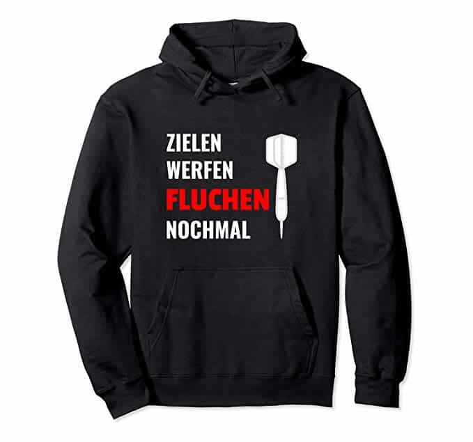 Darts Hoodie Zielen Werfen Fluchen Nochmal – lustiger Kapuzenpullover für Dartspieler